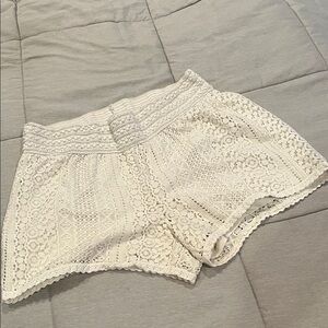 Maurices Cream Lace High Waist Shorts